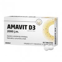 AMAVIT D3 2000 j.m. 60 tabletek ulegających rozpadowi w jamie ustnej DATA WAŻNOŚCI 31.08.2024